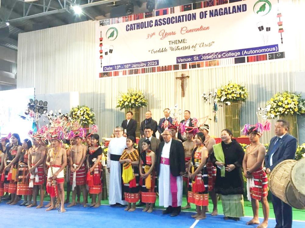 Some participants with the Bishop of Kohima (centre), chief guest KD Vizo (right) and others.